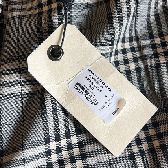 NEW Rag & Bone Woman Simone Cropped Checked Woven Skinny Pants Gray Size 4 - Picture 7 of 11